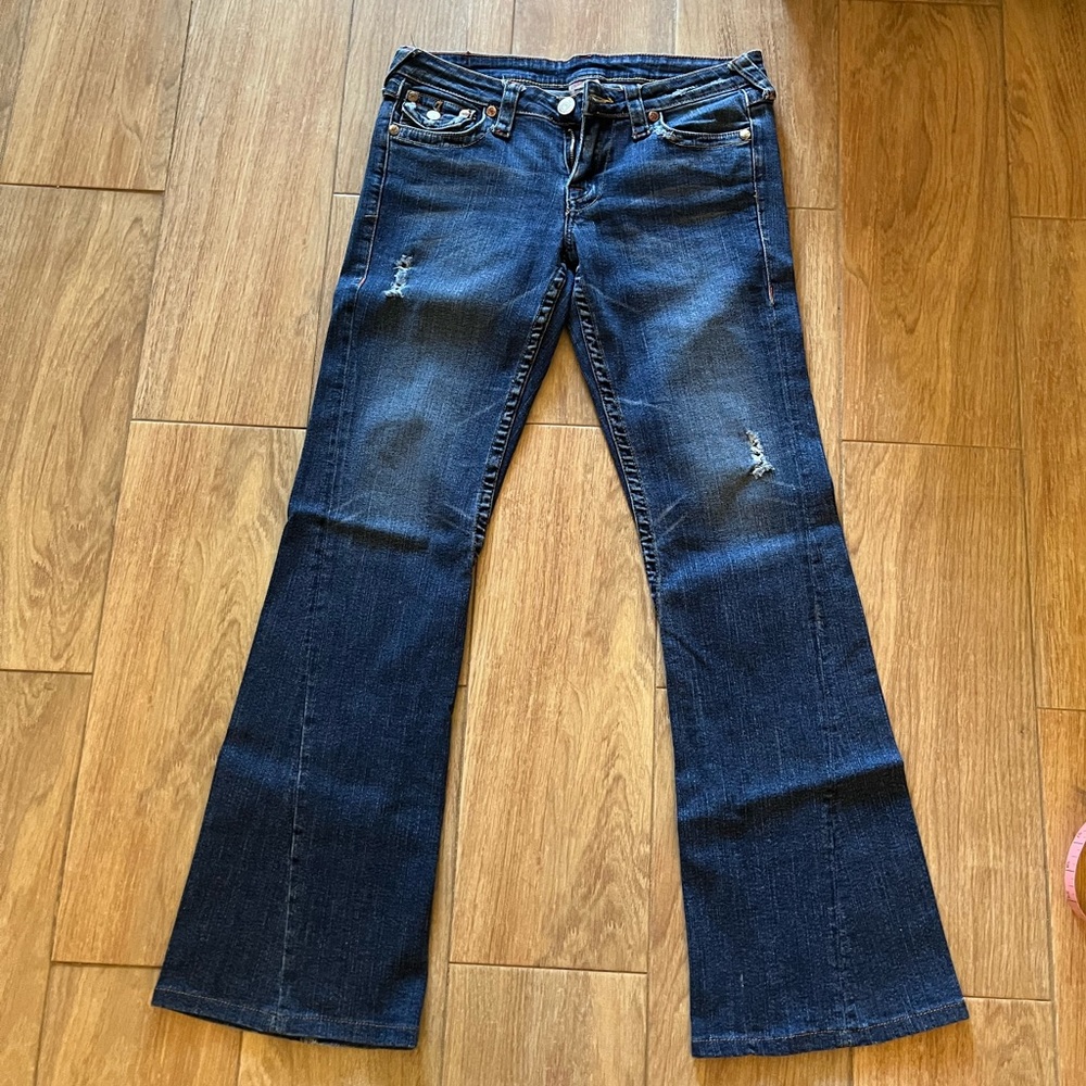 True Religion low rise denim bootcut jeans Y2K distressed